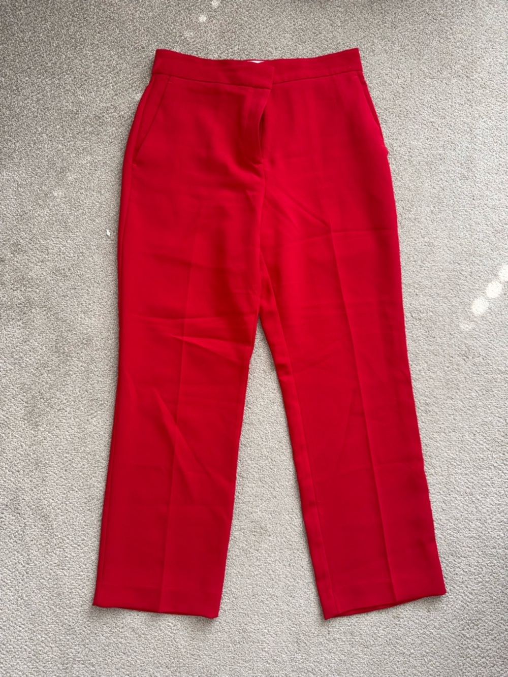 Classic High-Rise Tailored Pants in Red